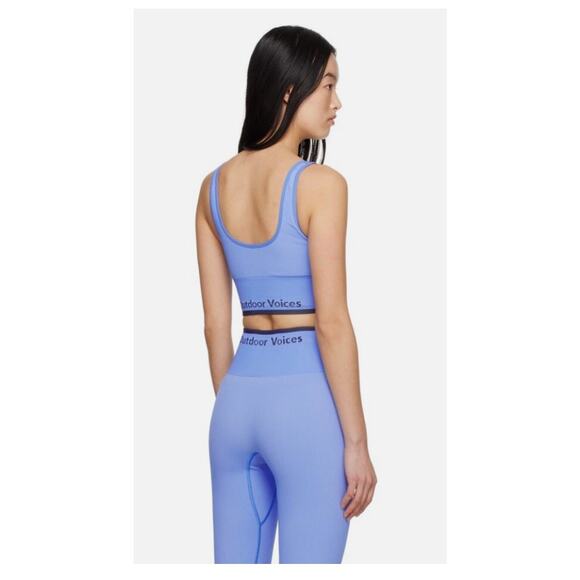 Outdoor Voices Women's Size XXS Seamless Ribbed Knit Longline Bra Blue NWT - Picture 3 of 9